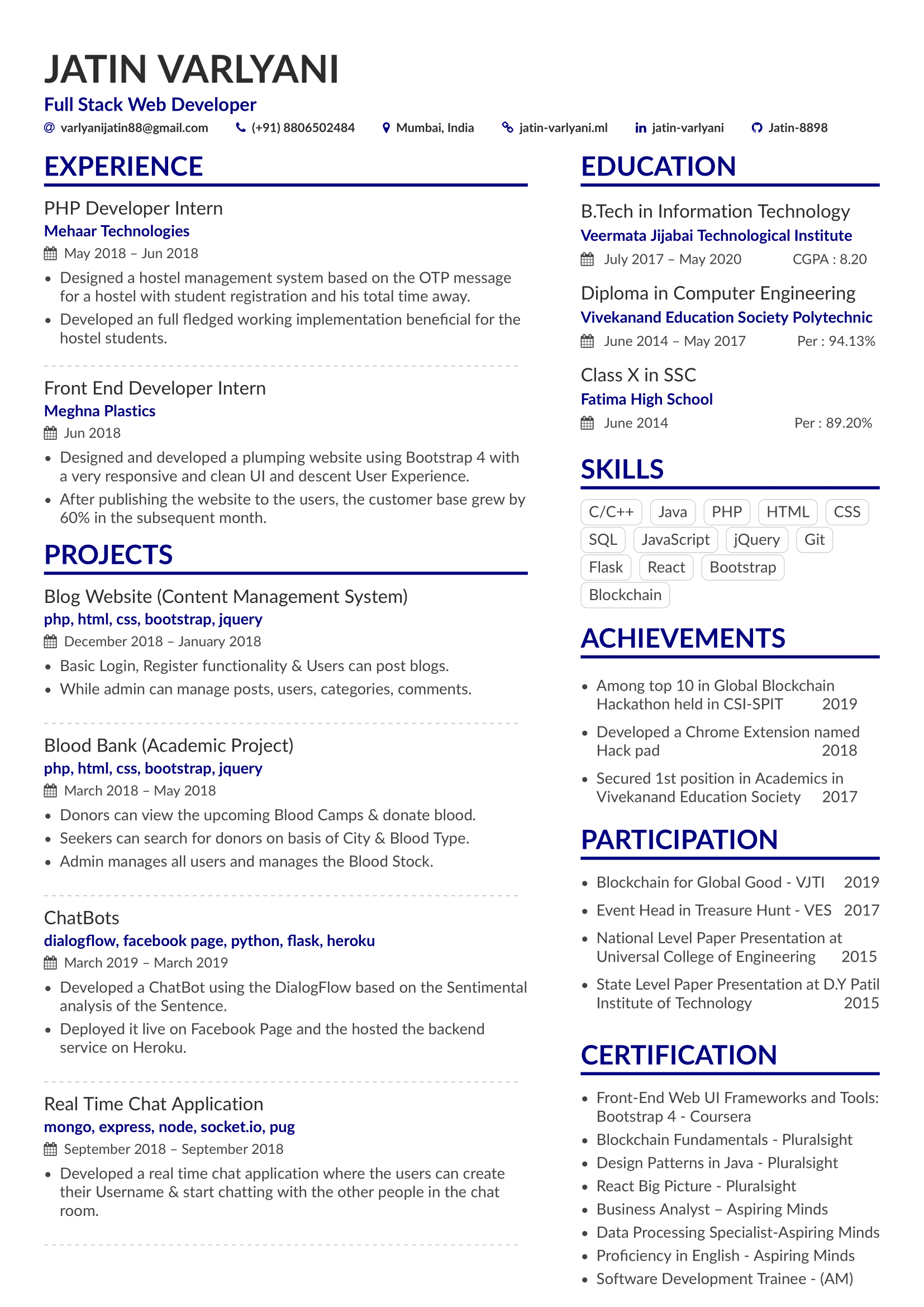 Resume Template 1